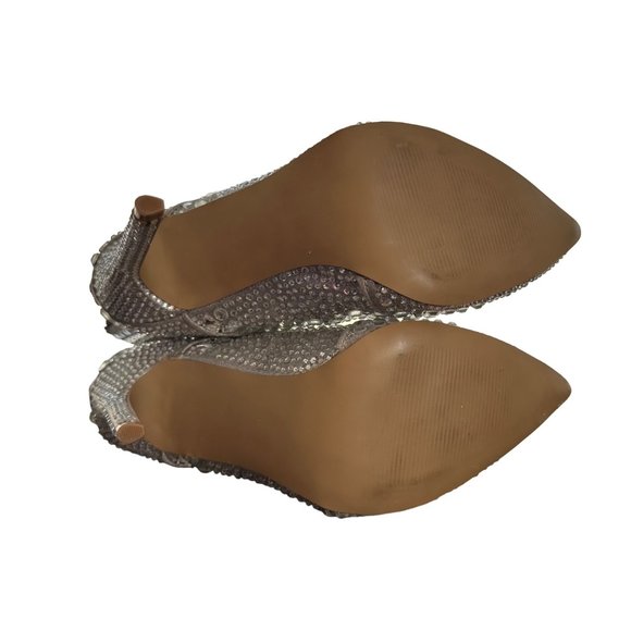 Steve Madden Whole Rhinestone Booties in Silver Stiletto Heel Stud Size 8.5 - Picture 12 of 13